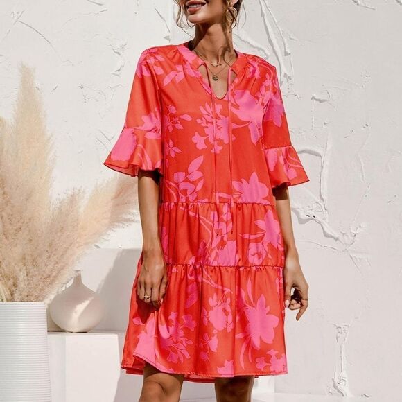 NWT Floral Mini Swing Shift Dress - Picture 3 of 7